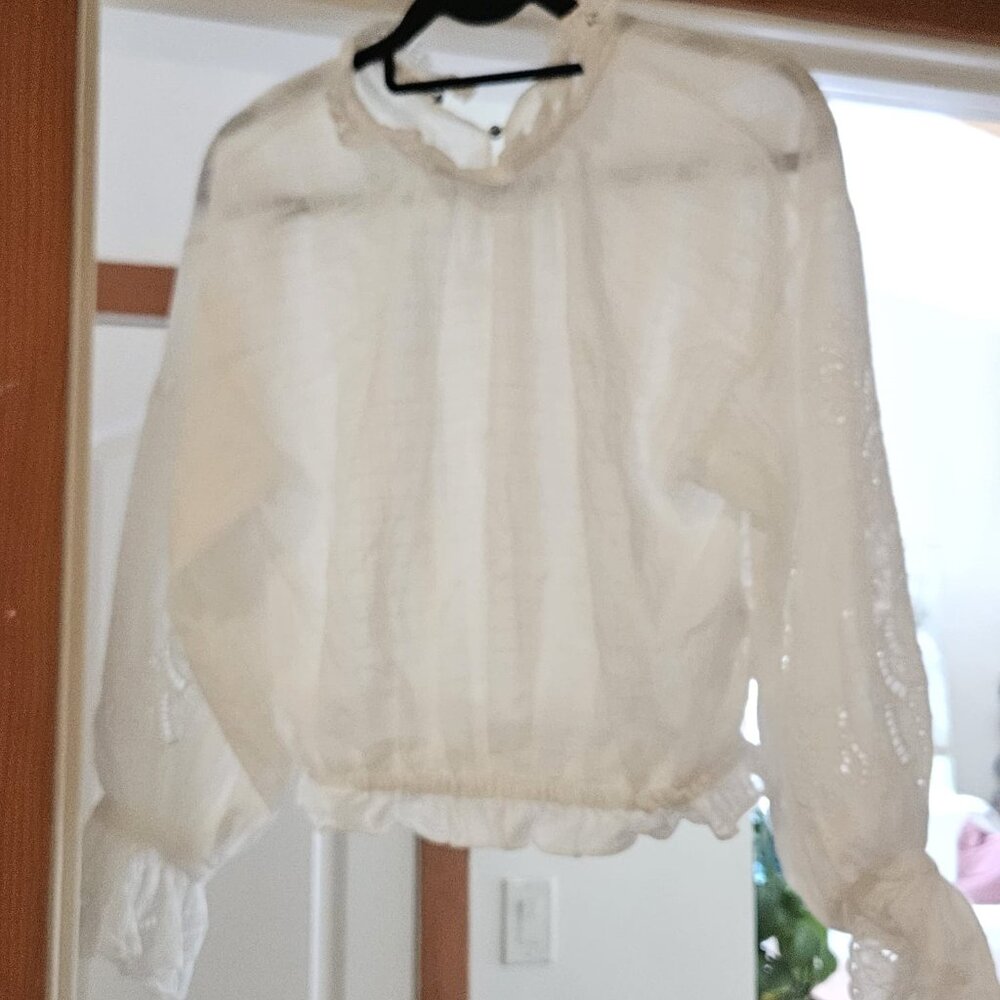 Anthropologie Pilcro Long-Sleeved Ruffled Bubble Blouse Top